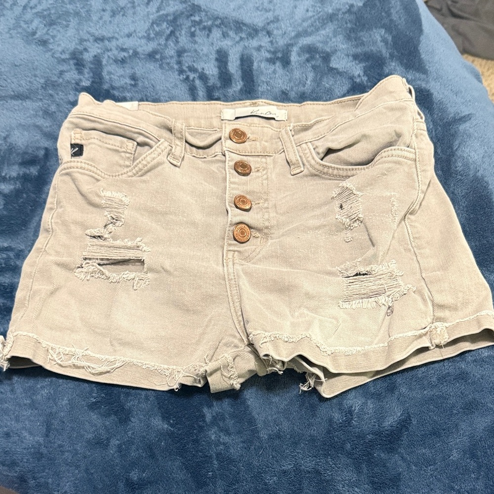 KanCan Distressed Gray Jean Shorts